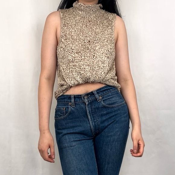 Banana Republic Silk Loose Weave Sleeveless Mock Neck Top - Picture 1 of 8